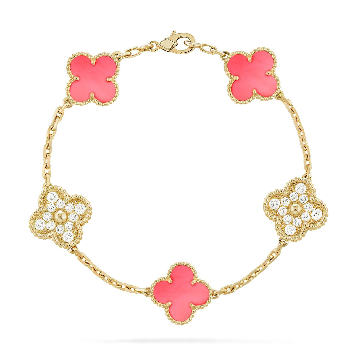 [Dream]New  CLOVER 5 MOTIFS  PINK MOP BRACELET COLLECTION