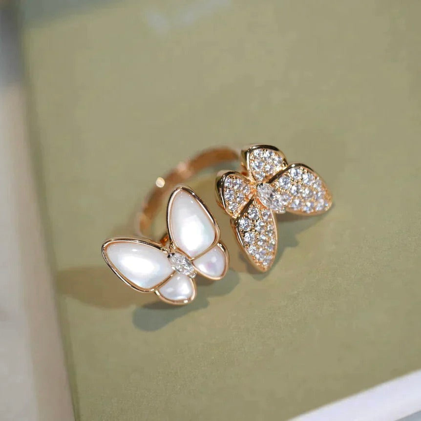 ¡®Dream¡¯TWIN BUTTERFLY DIAMOND MOP RING