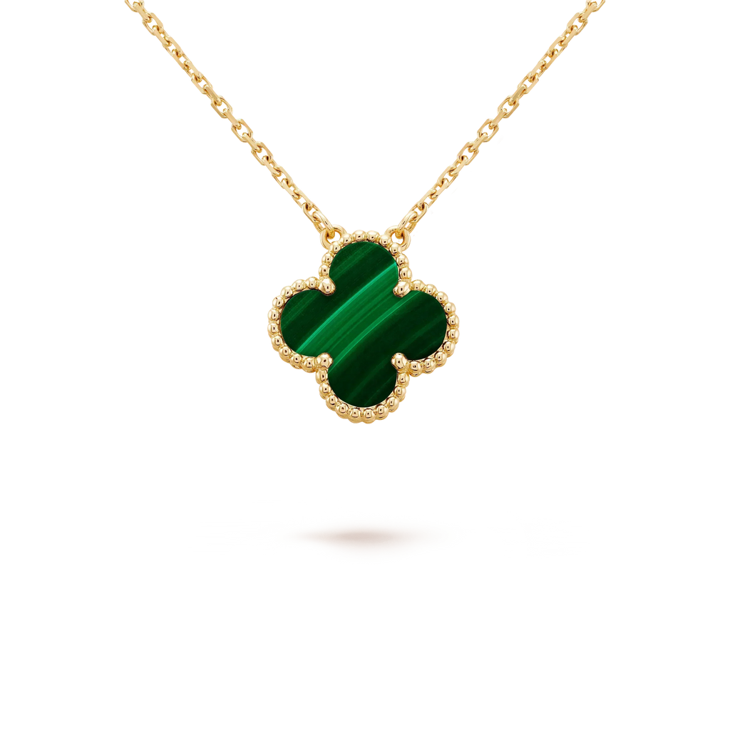 ¡®Dream¡¯CLOVER 15MM MALACHITE SINGLE FLOWER  NECKLACE