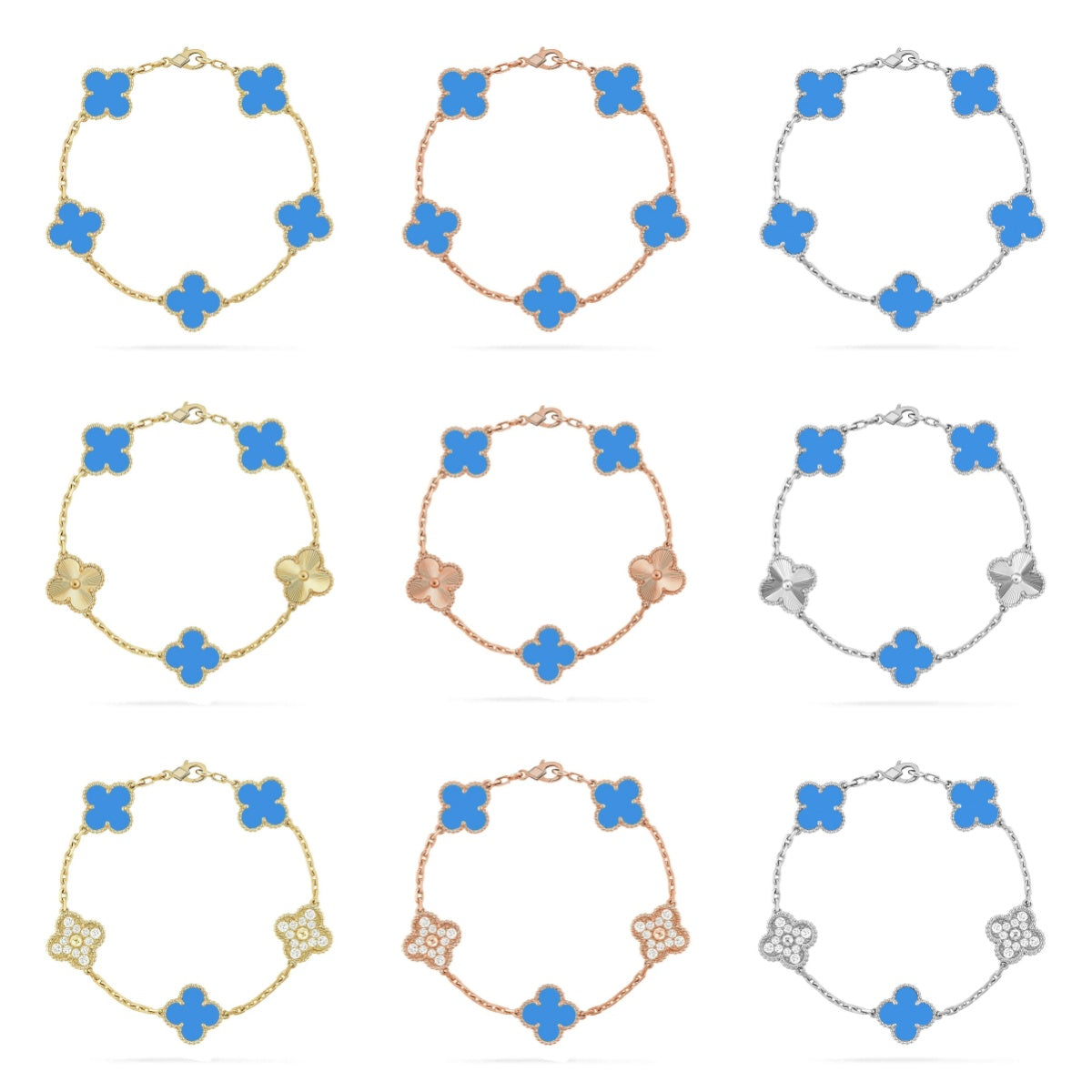 [Dream]New CLOVER 5 MOTIF BLUE AGATE BRACELET COLLECTION