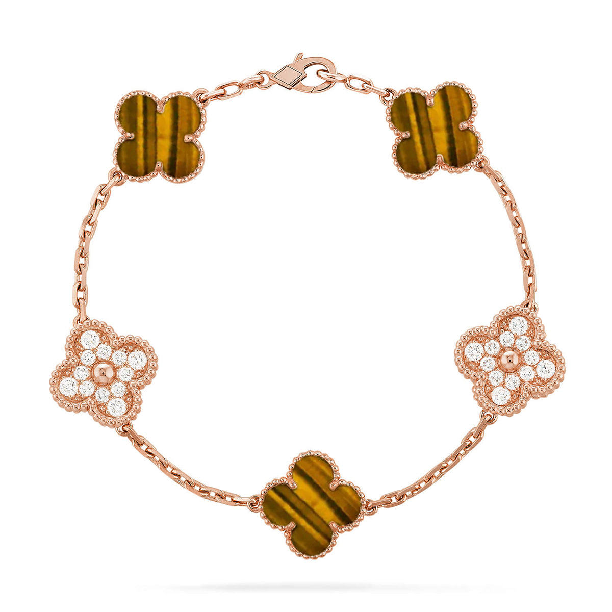 [Dream]New  CLOVER 5 MOTIFS TIGER EYE BRACELET COLLECTION