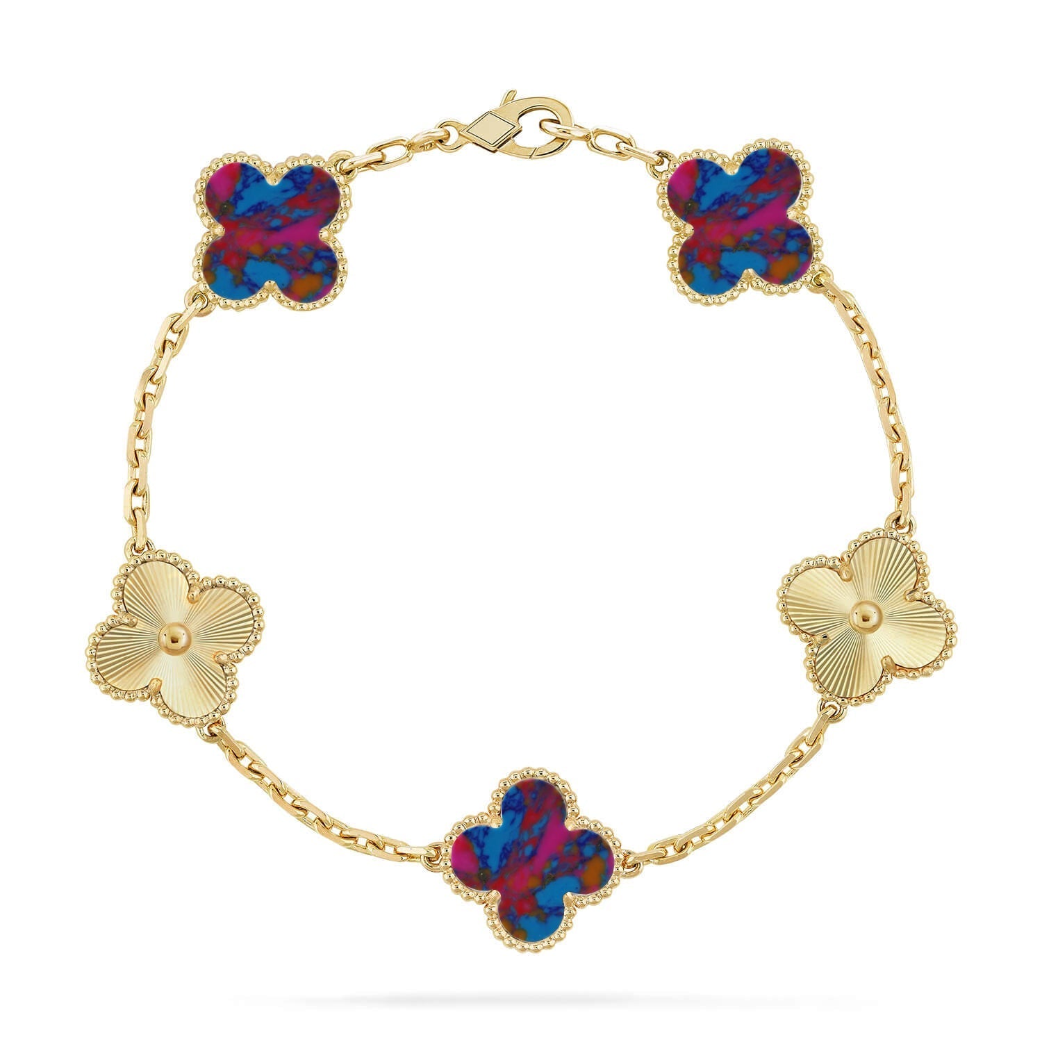 [Dream]New CLOVER 5 MOTIF COLOR GEMSTONES BRACELET COLLECTION