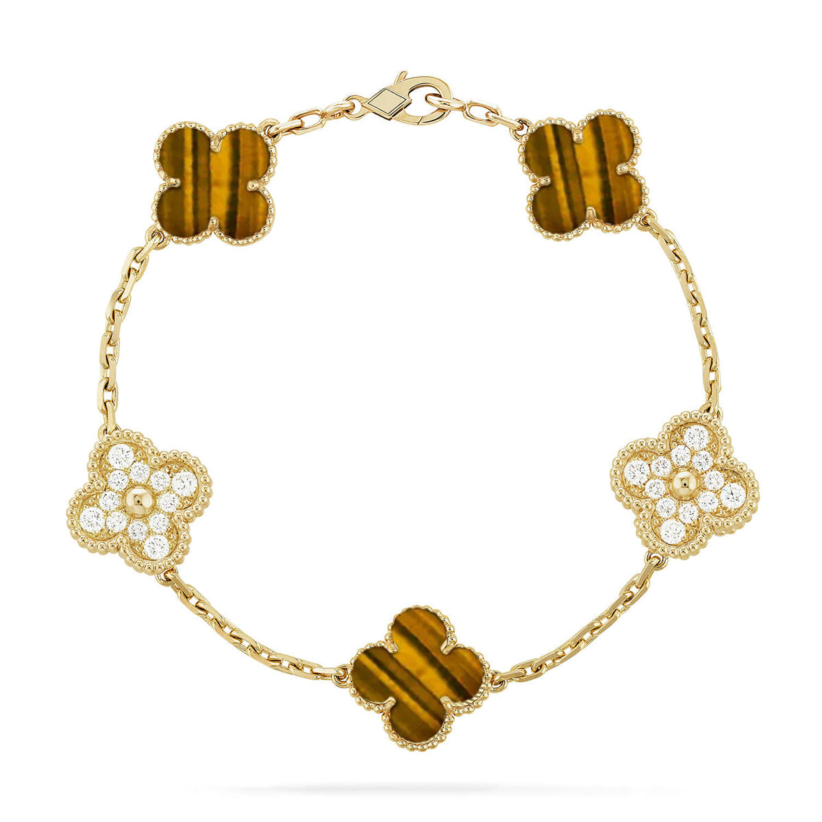 [Dream]New  CLOVER 5 MOTIFS TIGER EYE BRACELET COLLECTION