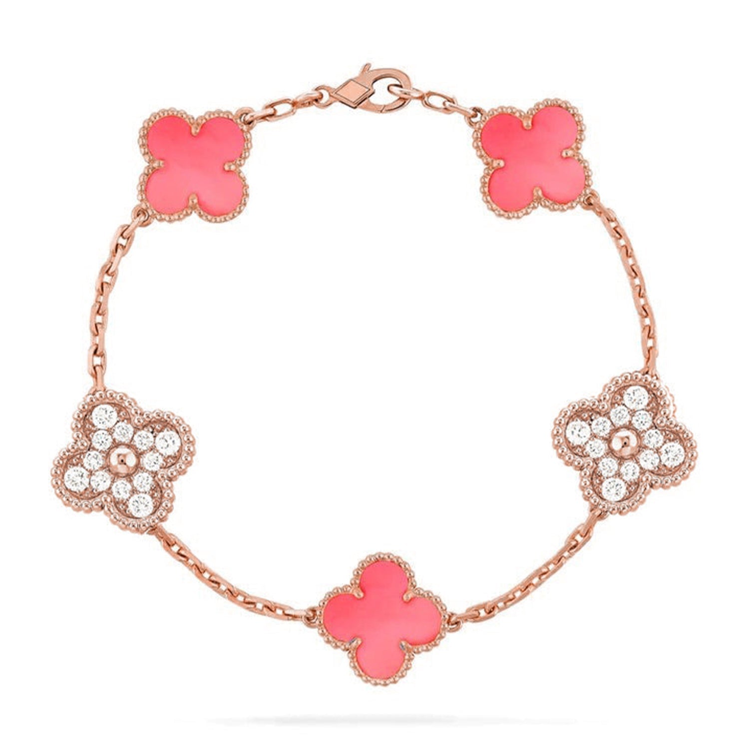 [Dream]New  CLOVER 5 MOTIFS  PINK MOP BRACELET COLLECTION