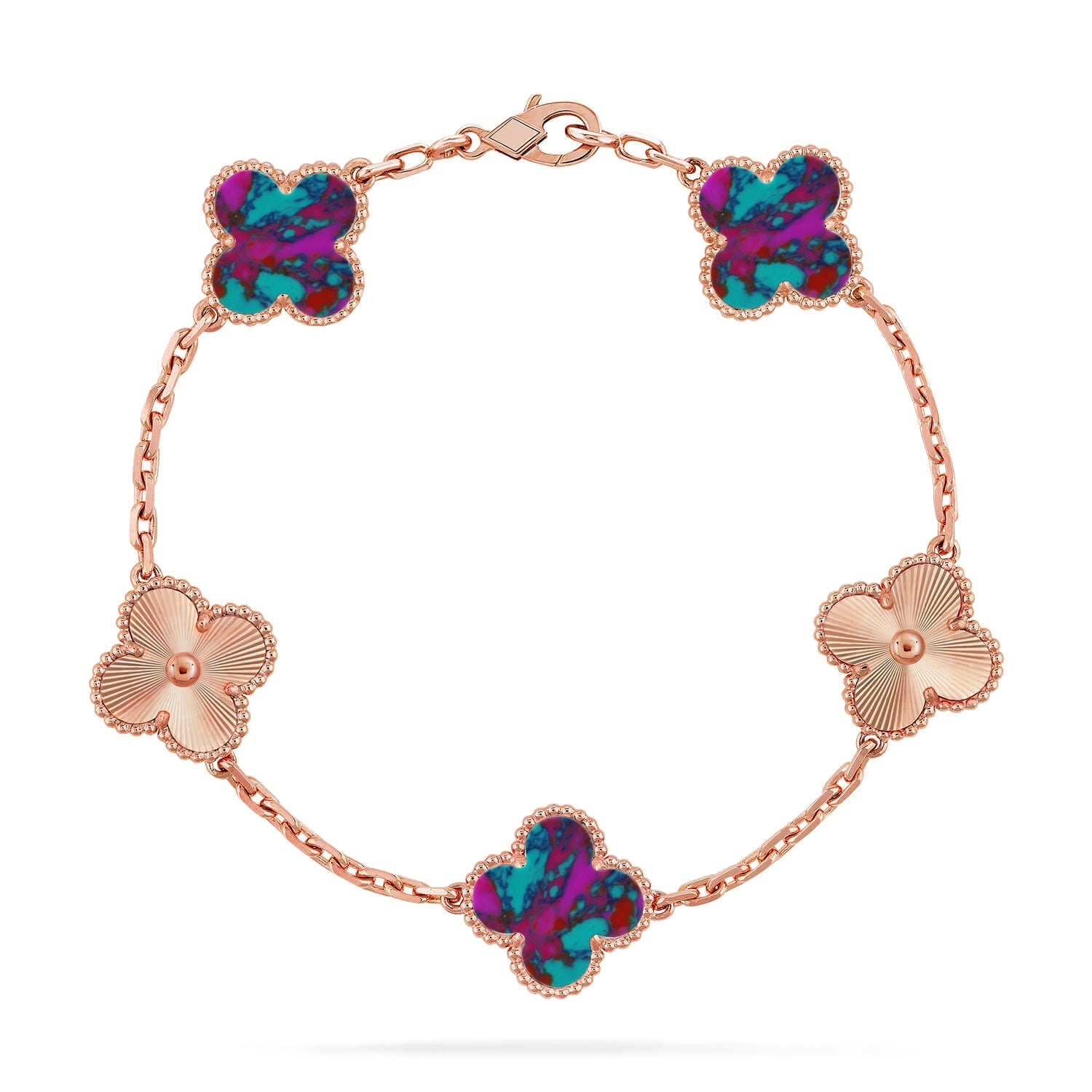 [Dream]New CLOVER 5 MOTIF COLOR GEMSTONES BRACELET COLLECTION
