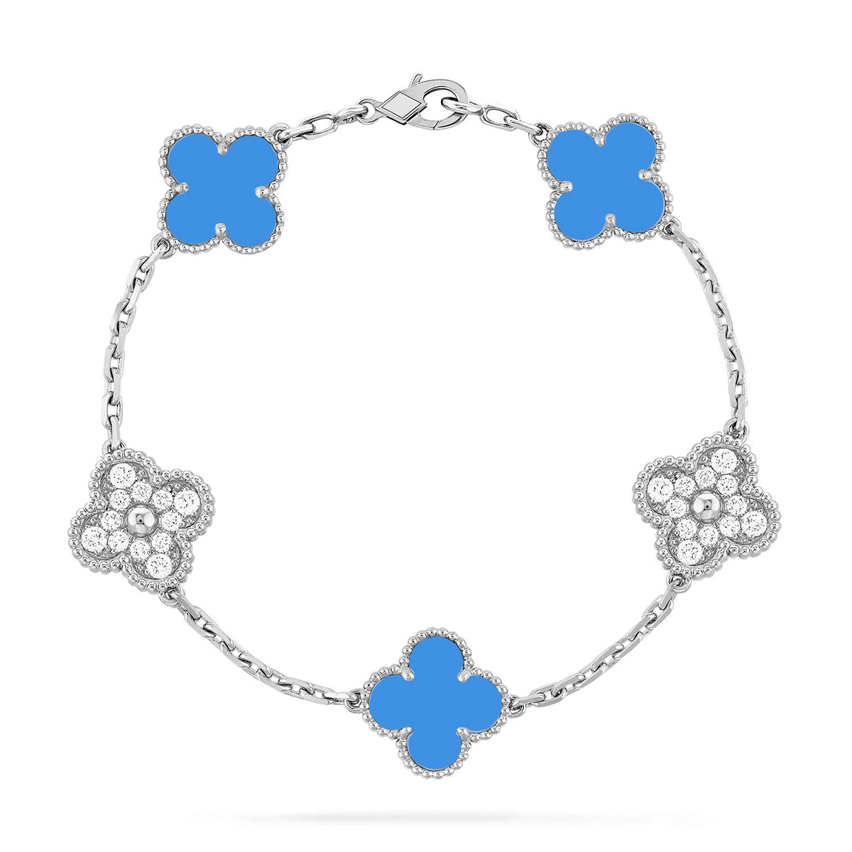 [Dream]New CLOVER 5 MOTIF BLUE AGATE BRACELET COLLECTION