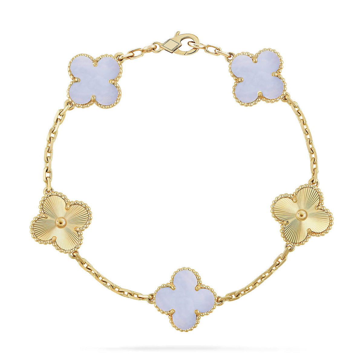[Dream]New  CLOVER 5 MOTIF PURPLE CHALCEDONY BRACELET COLLECTION
