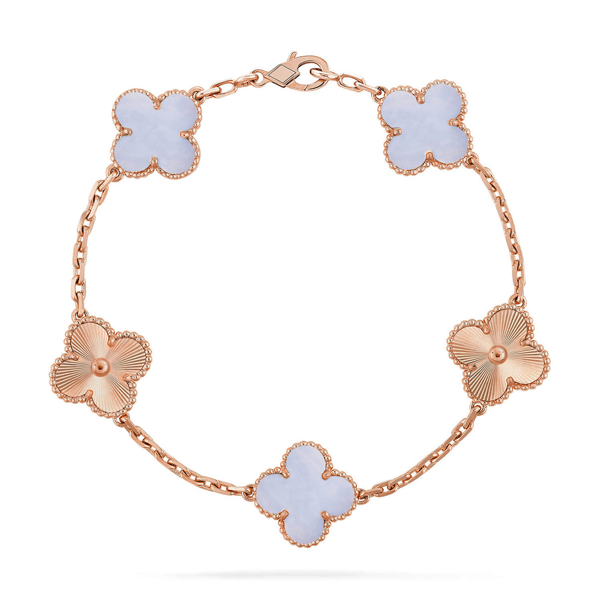 [Dream]New  CLOVER 5 MOTIF PURPLE CHALCEDONY BRACELET COLLECTION