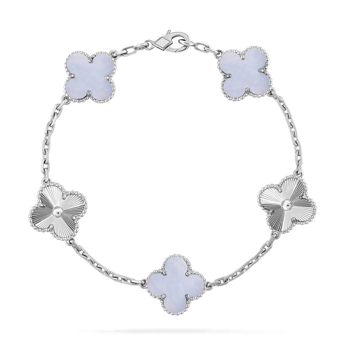 [Dream]New  CLOVER 5 MOTIF PURPLE CHALCEDONY BRACELET COLLECTION