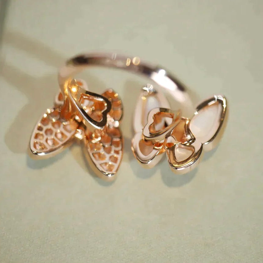 ¡®Dream¡¯TWIN BUTTERFLY DIAMOND MOP RING