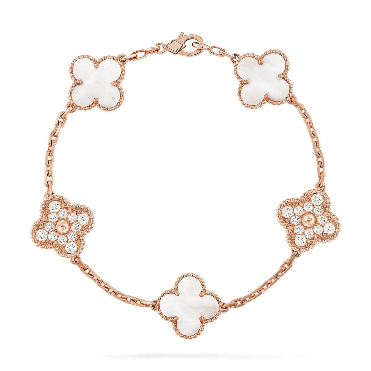 [Dream]New CLOVER WHITE PEARL MOP 5 MOTIF BRACELET COLLECTION