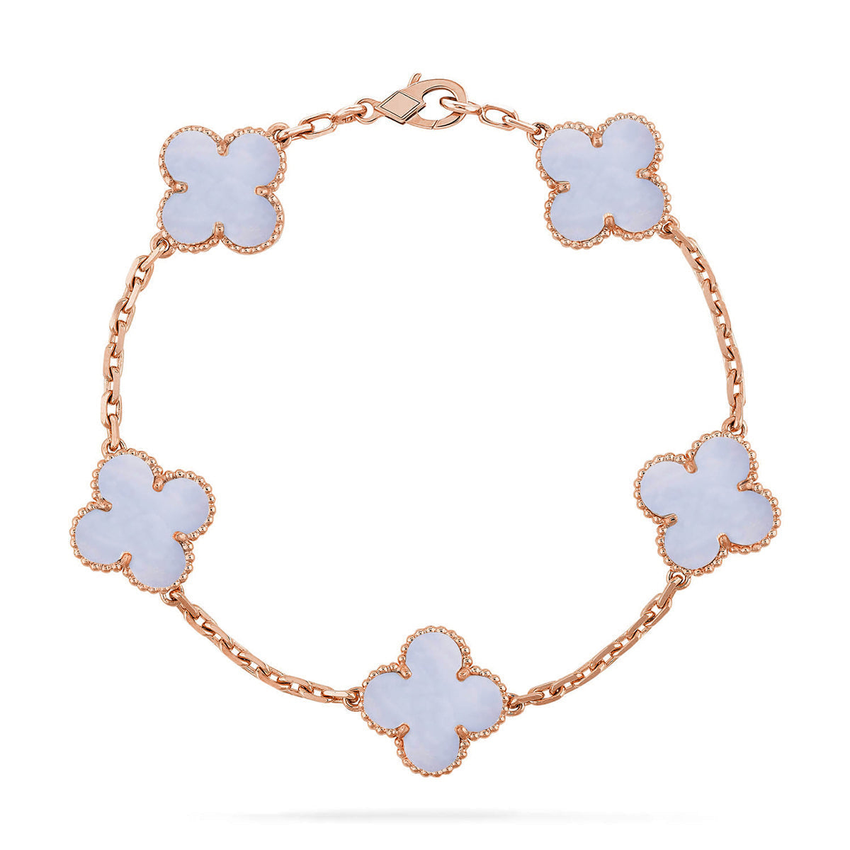 [Dream]New  CLOVER 5 MOTIF PURPLE CHALCEDONY BRACELET COLLECTION