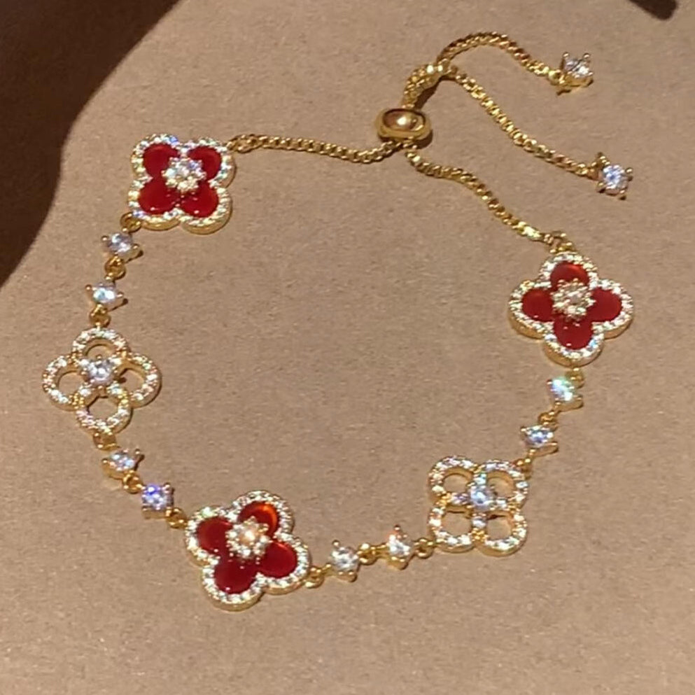 ¡®Dream¡¯CLOVER 5 MOTIF PINK BLUE RED WHITE BRACELET