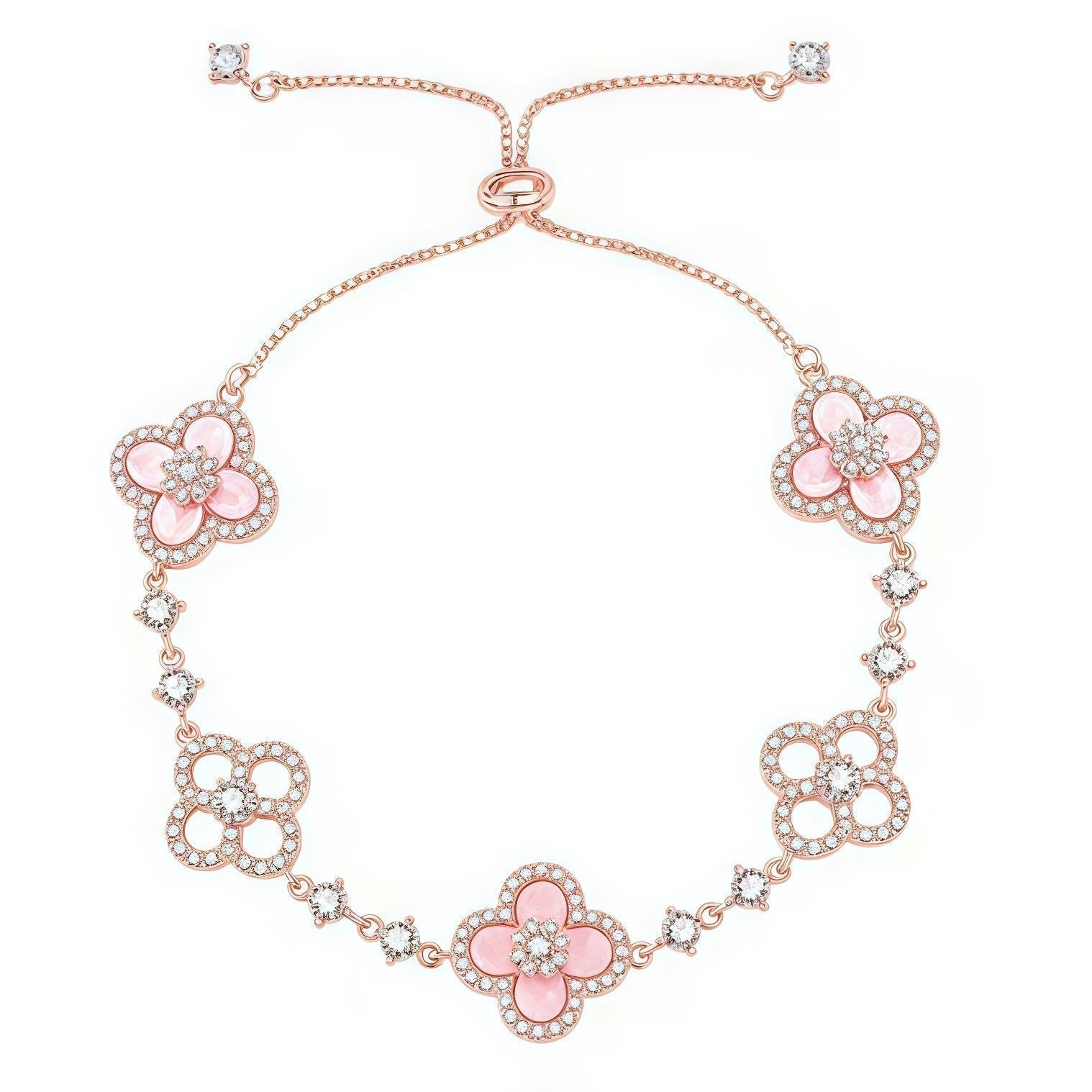 ¡®Dream¡¯CLOVER 5 MOTIF PINK BLUE RED WHITE BRACELET