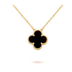 „Dream“CLOVER 15MM SCHWARZ ONYX EINZELBLUMEN-HALSKEHE