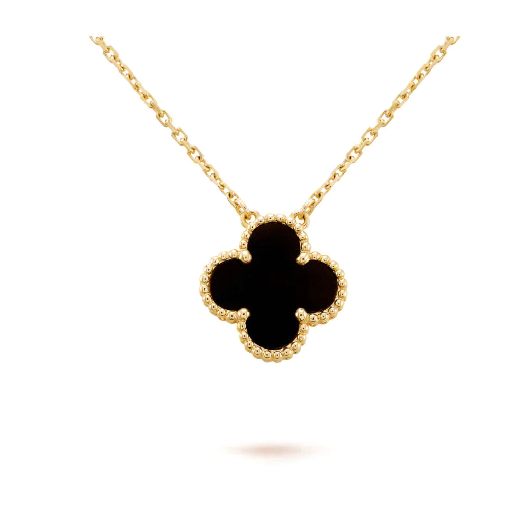 ¡®Dream¡¯CLOVER 15MM BLACK ONYX SINGLE FLOWER NECKLACE