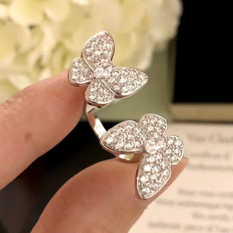¡®Dream¡¯TWIN SILVER BUTTERFLY DIAMOND RING