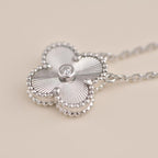 ¡®Dream¡¯CLOVER  15MM DIAMOND LASER NECKLACE SILVER