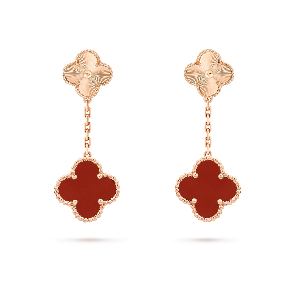 ¡®Dream¡¯CLOVER 2 MOTIF  LASER CARNELIAN EARRINGS