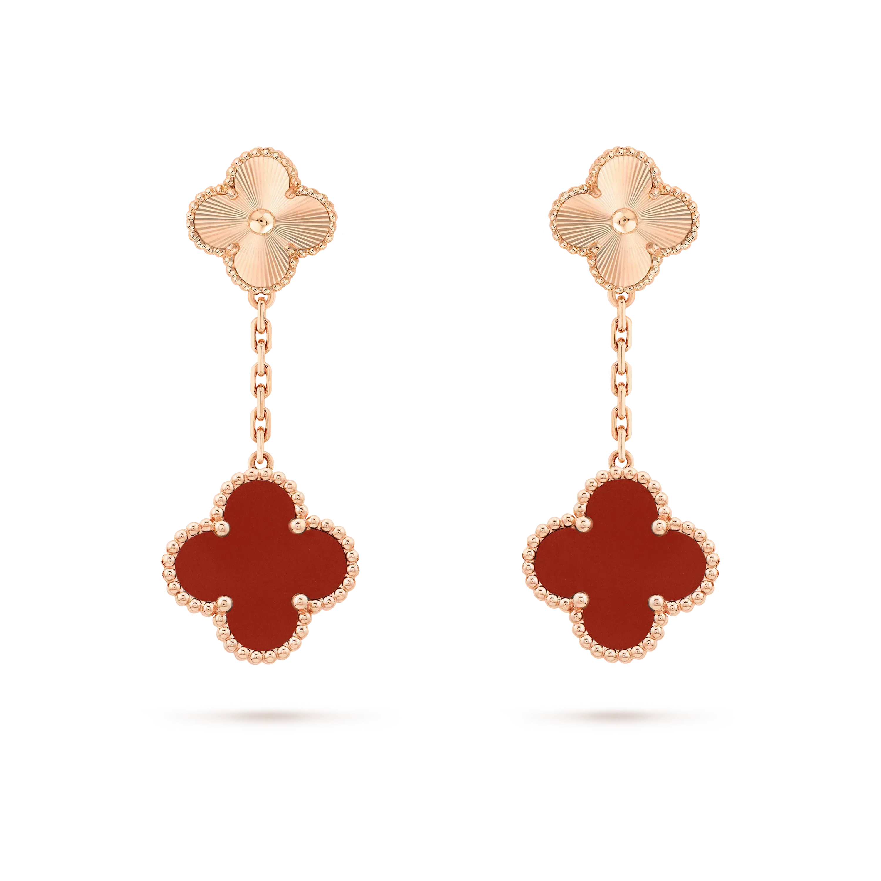 ¡®Dream¡¯CLOVER 2 MOTIF  LASER CARNELIAN EARRINGS