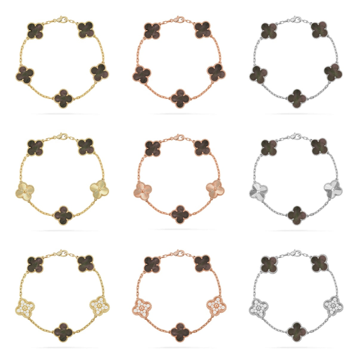 [Dream]New CLOVER 5 MOTIF GRAY MOP BRACELET COLLECTION