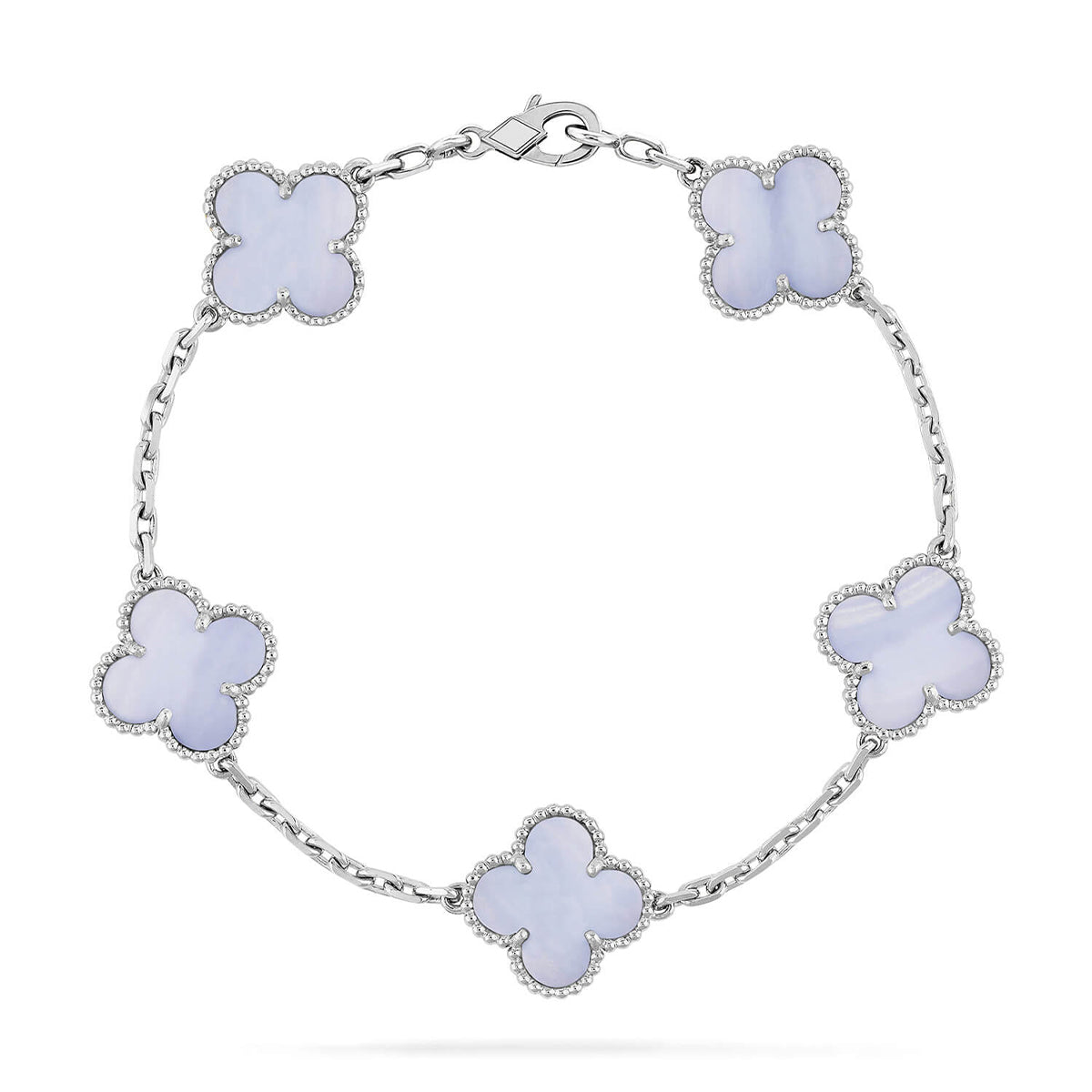 [Dream]New  CLOVER 5 MOTIF PURPLE CHALCEDONY BRACELET COLLECTION