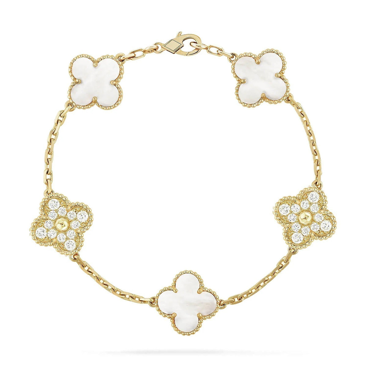 [Dream]New CLOVER WHITE PEARL MOP 5 MOTIF BRACELET COLLECTION