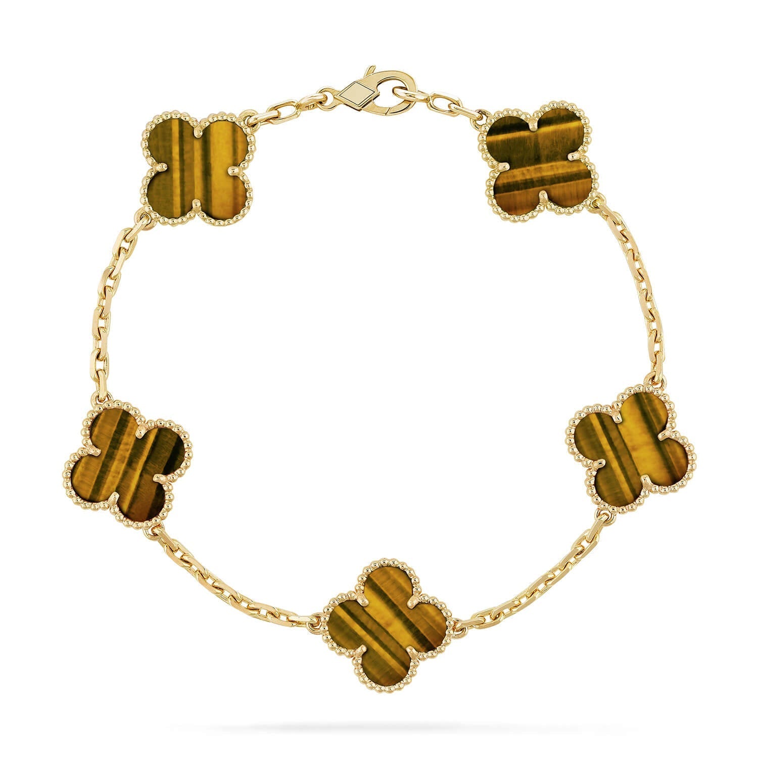 [Dream]New  CLOVER 5 MOTIFS TIGER EYE BRACELET COLLECTION
