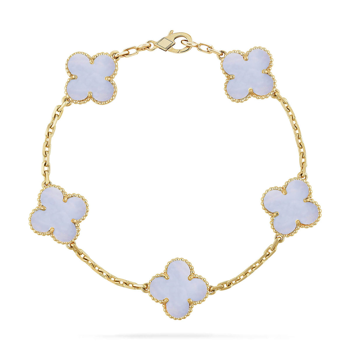 [Dream]New  CLOVER 5 MOTIF PURPLE CHALCEDONY BRACELET COLLECTION