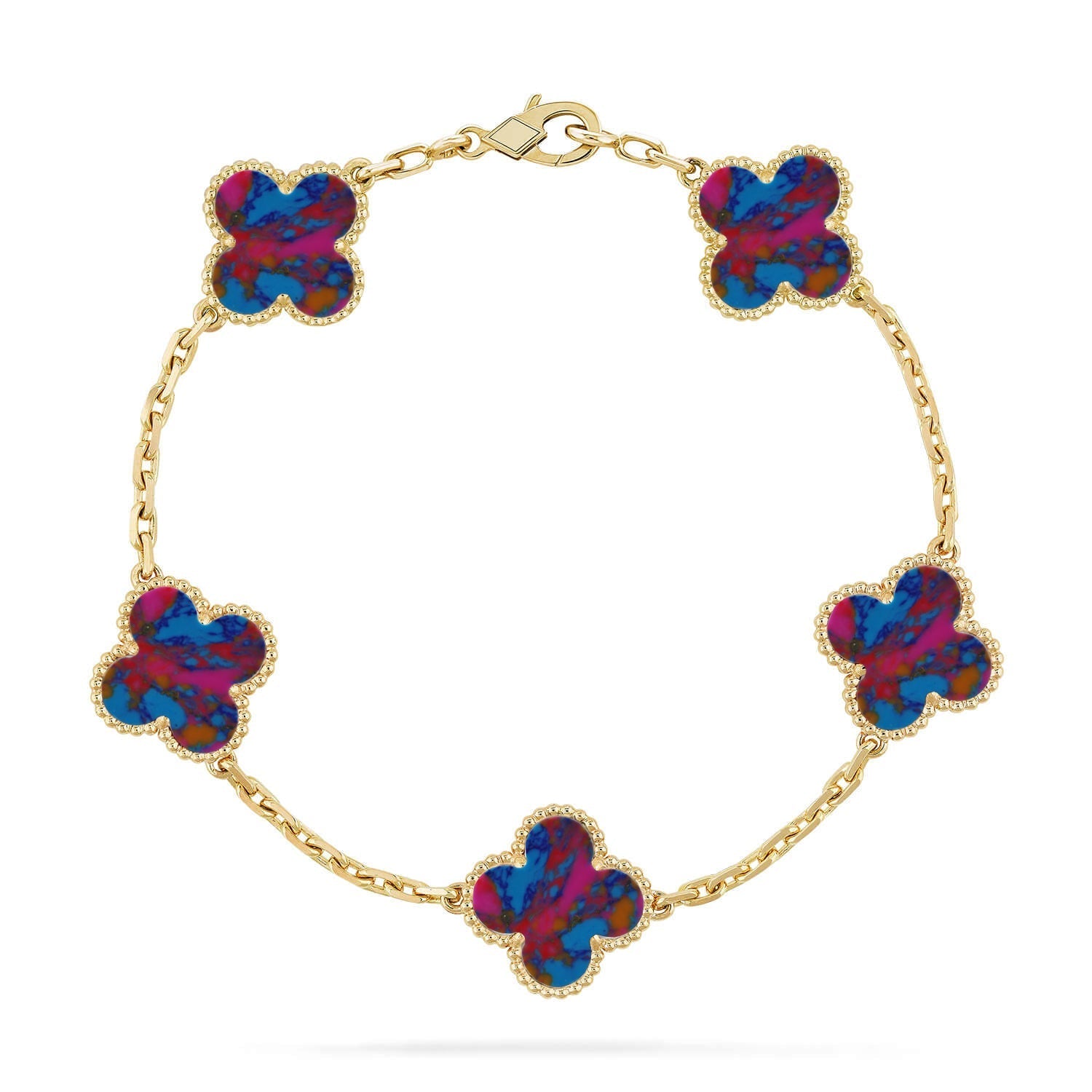 [Dream]New CLOVER 5 MOTIF COLOR GEMSTONES BRACELET COLLECTION