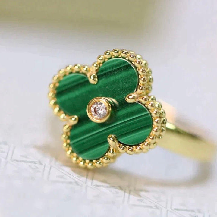 ¡®Dream¡¯CLOVER MALACHITE RING GOLD DIAMOND