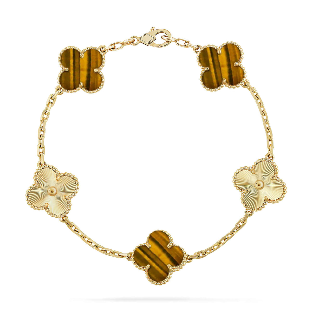 [Dream]New  CLOVER 5 MOTIFS TIGER EYE BRACELET COLLECTION