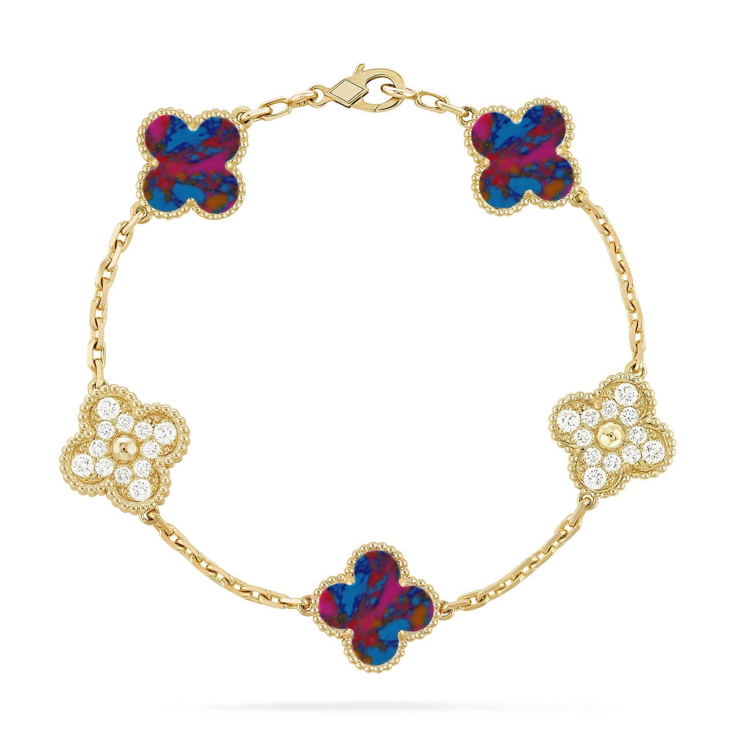 [Dream]New CLOVER 5 MOTIF COLOR GEMSTONES BRACELET COLLECTION