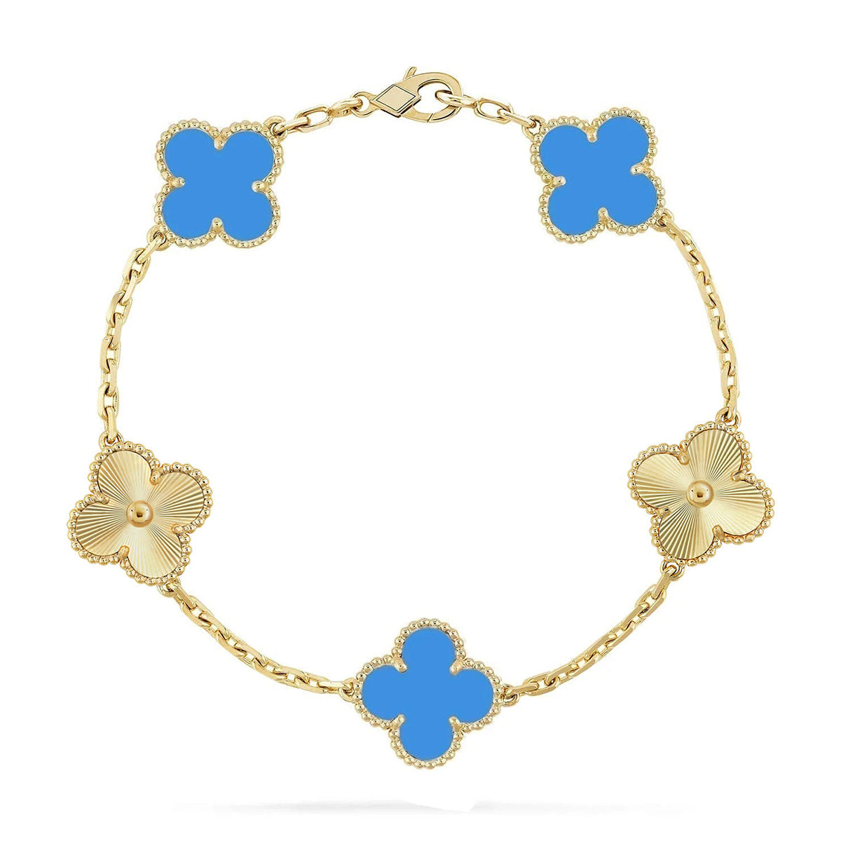 [Dream]New CLOVER 5 MOTIF BLUE AGATE BRACELET COLLECTION