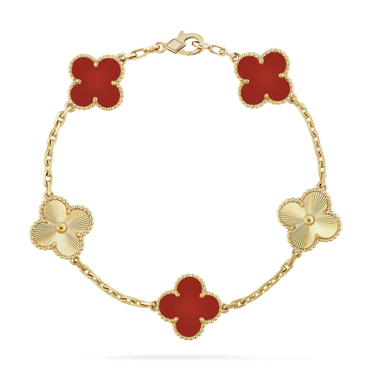 [Dream]New  CLOVER 5 MOTIF RED CORNELIAN BRACELET COLLECTION