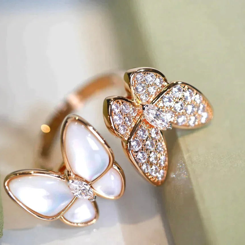 ¡®Dream¡¯TWIN BUTTERFLY DIAMOND MOP RING