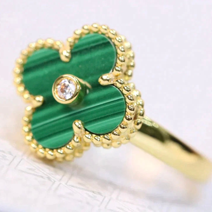¡®Dream¡¯CLOVER MALACHITE RING GOLD DIAMOND