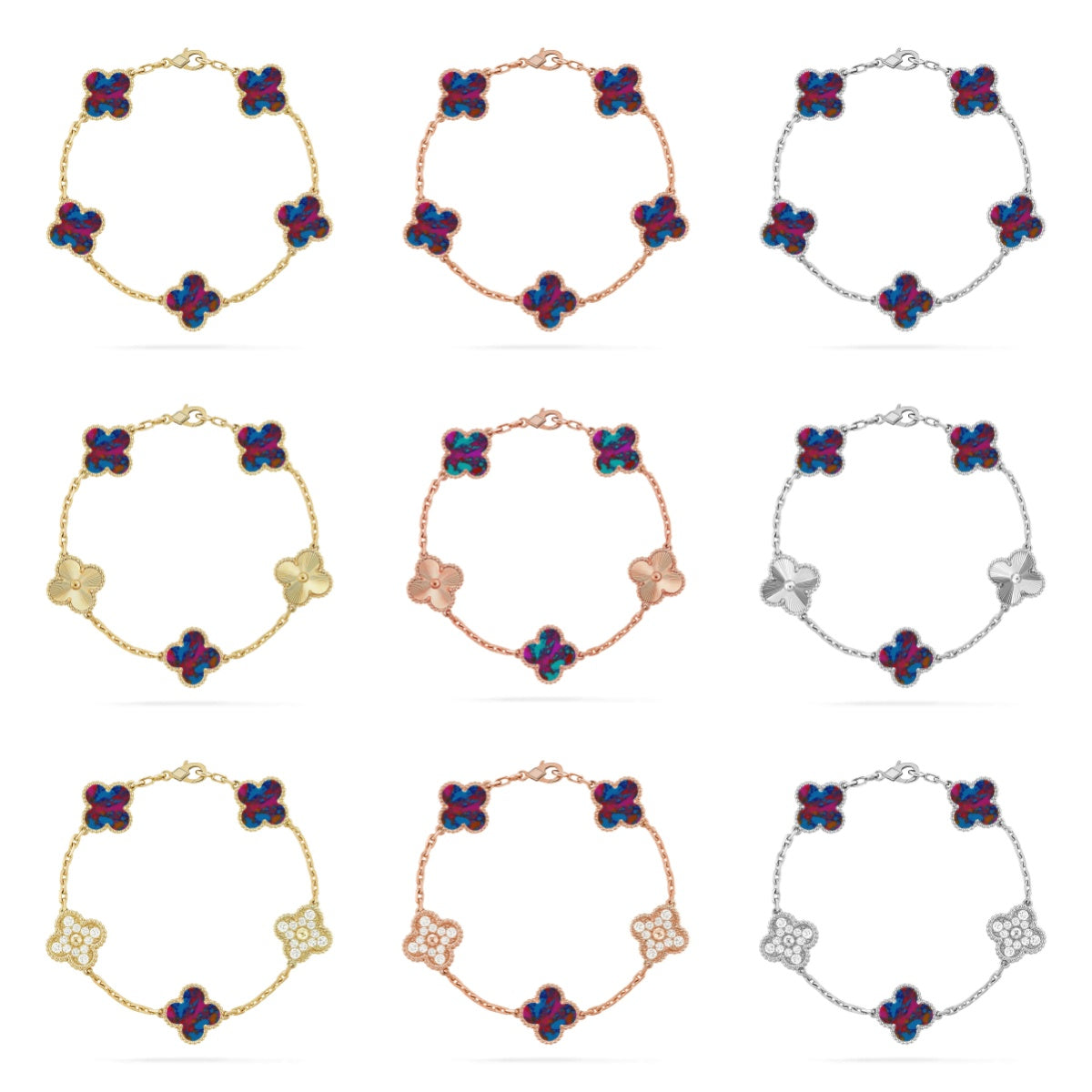 [Dream]New CLOVER 5 MOTIF COLOR GEMSTONES BRACELET COLLECTION