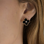 ¡®Dream¡¯CLOVER MEDIUM 1 MOTIFS ONYX DIAMOND EARRINGS