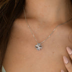 ¡®Dream¡¯CLOVER  15MM DIAMOND LASER NECKLACE SILVER