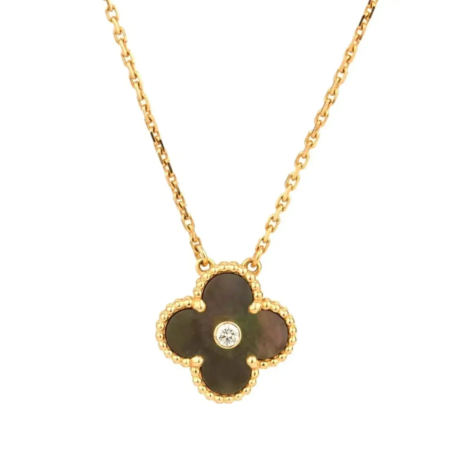 ¡®Dream¡¯CLOVER 15MM DIAMOND AND MOTHER-OF-GREY NECKLACE