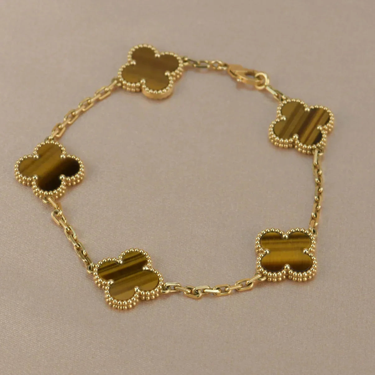 [Dream]New  CLOVER 5 MOTIFS TIGER EYE BRACELET COLLECTION