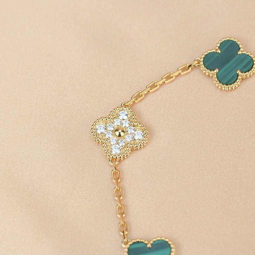 [Dream]New  CLOVER 5 MOTIF MALACHITE BRACELET COLLECTION