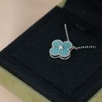 „Dream“-CLOVER 15MM DIAMANT SEVRES PORZELLAN HALSKETTE SILBER
