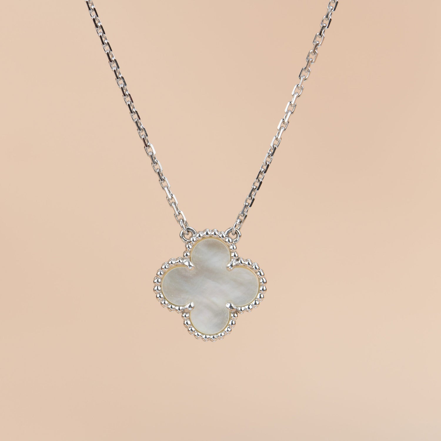 ¡®Dream¡¯CLOVER  15MM WHITE MOTHER-OF-PEARL SILVER