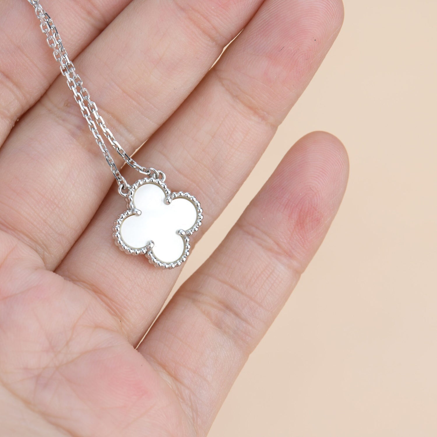 ¡®Dream¡¯CLOVER  15MM WHITE MOTHER-OF-PEARL SILVER