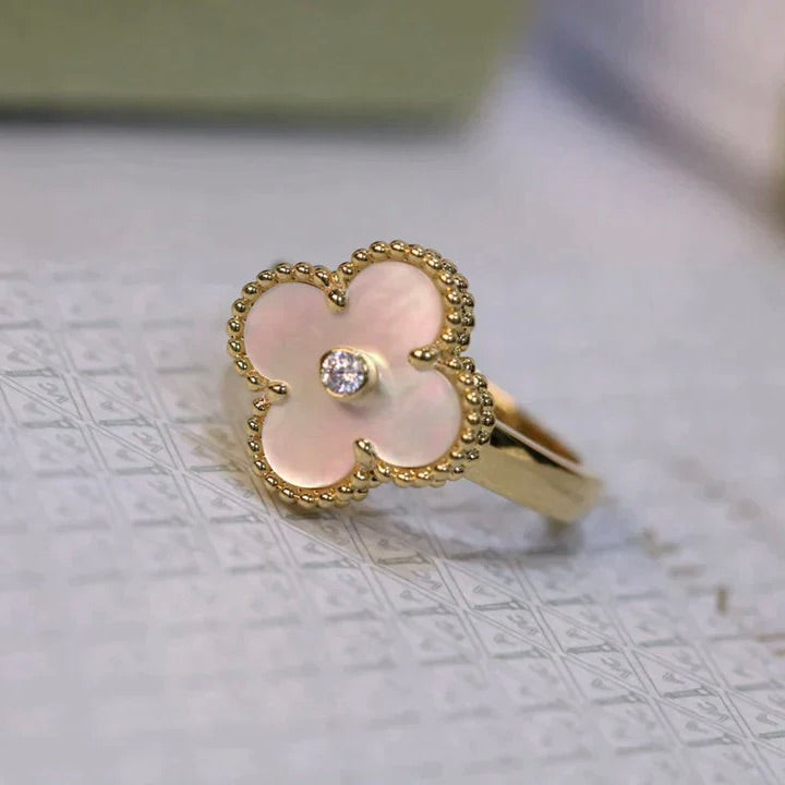 ¡®Dream¡¯CLOVER PINK MOP RING GOLD DIAMOND