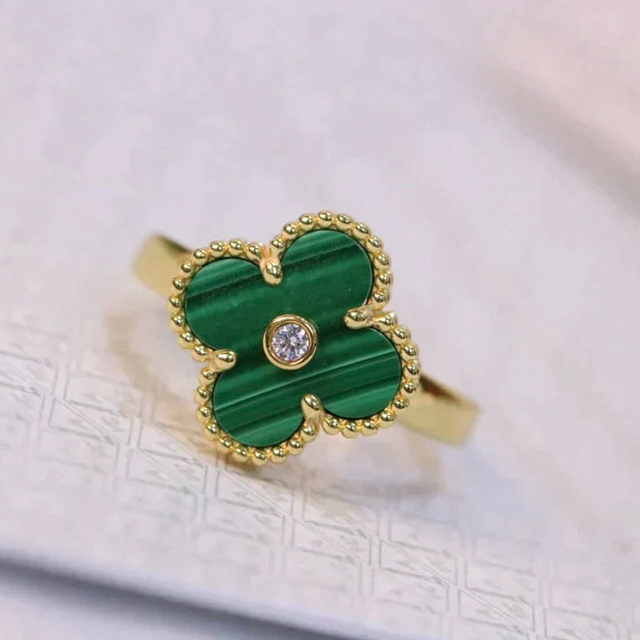 ¡®Dream¡¯CLOVER MALACHITE RING GOLD DIAMOND