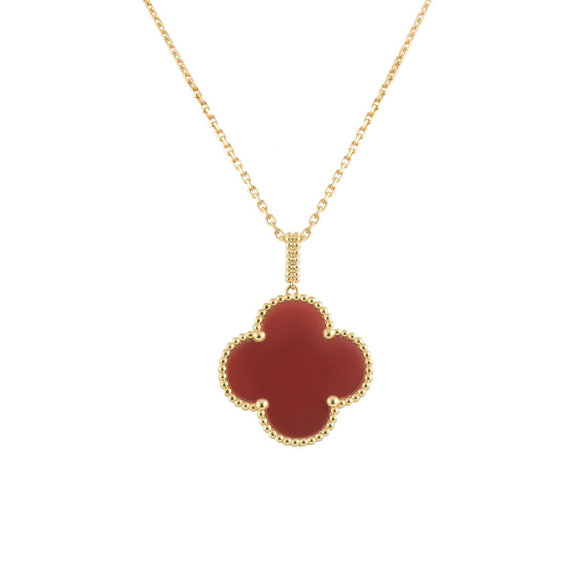 ¡®Dream¡¯CLOVER 25MM NECKLACE GOLD CARNELIAN