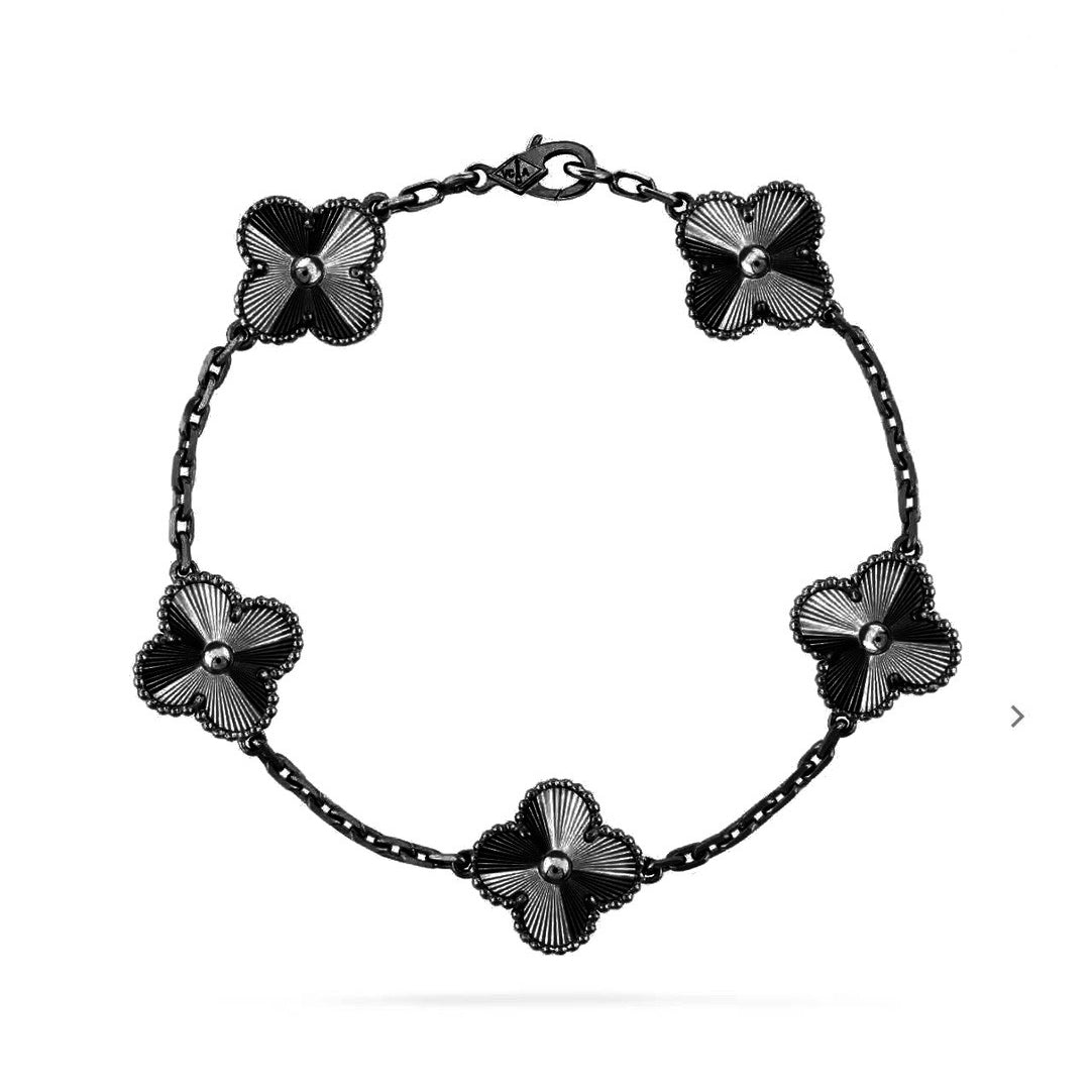 [Dream]New CLOVER 5 MOTIF BLACK BRACELET